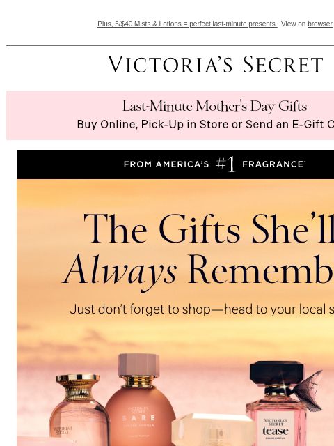 victoriassecret newsletter: Beauty Gifts + 30% Off PJs—Make Mom's Day