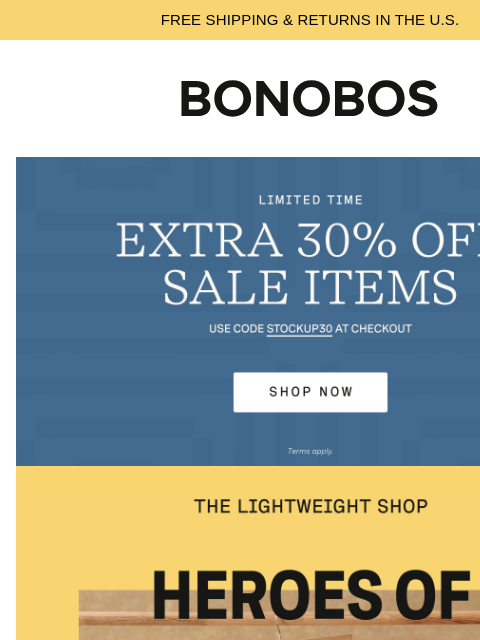 bonobos newsletter: The Lightweight Lineup Is in