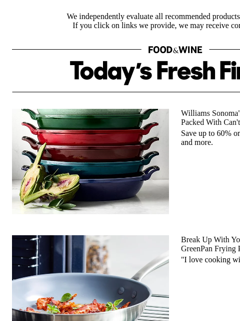 foodandwine newsletter: Toss Your Toxic Cookware — These GreenPan Frying P...