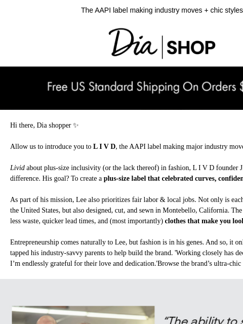 dia newsletter: Behind The Brand: L I V D