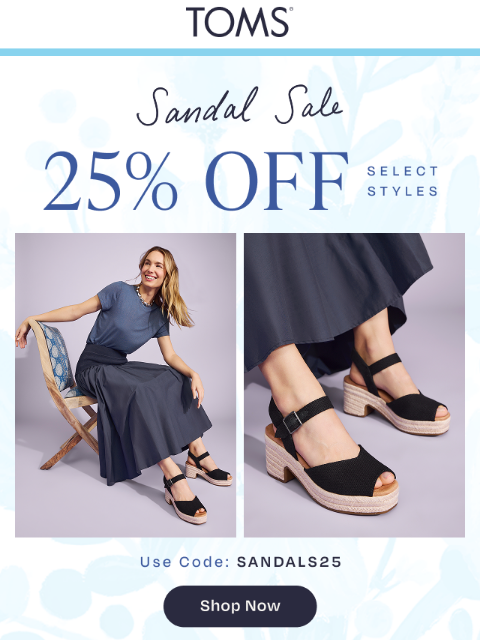 toms newsletter: Going Fast… 25% Off the Isla Heel 
