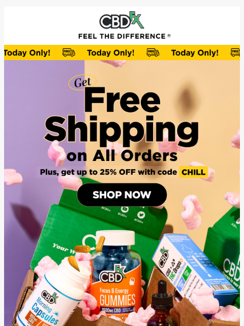 cbdfx newsletter: 🚨 Freebie Alert: All orders ship FREE today only!...