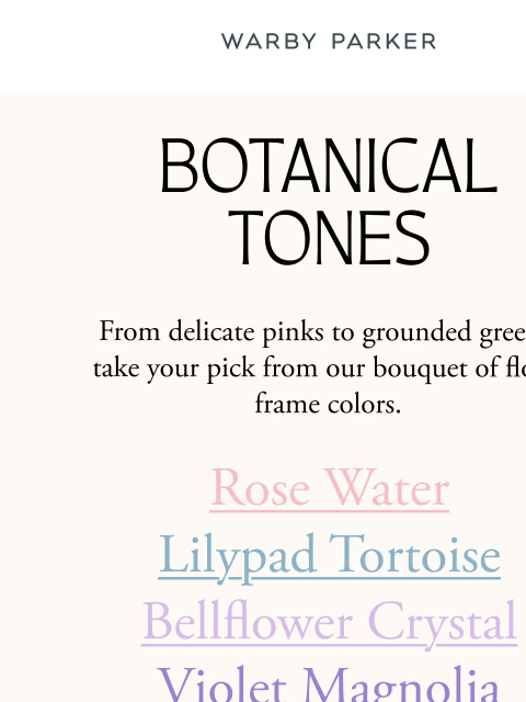 warbyparker newsletter: Pick your favorite floral