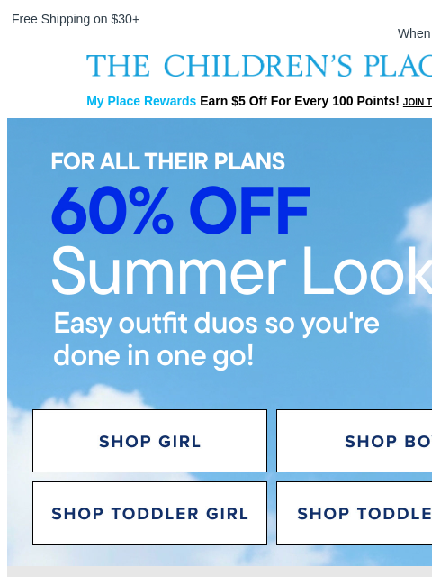 childrensplace newsletter: Sibling Looks for Every Summer Plan