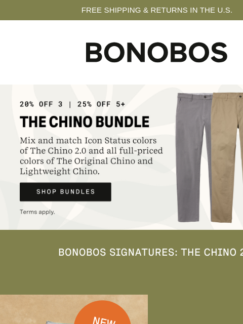 bonobos newsletter: Chino 2.0 New Color Drop