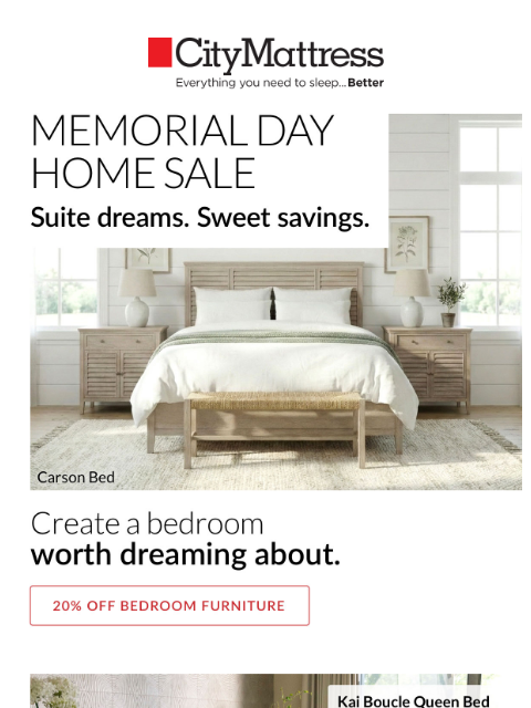 citymattress newsletter: Memorial Day Home Sale starts now!