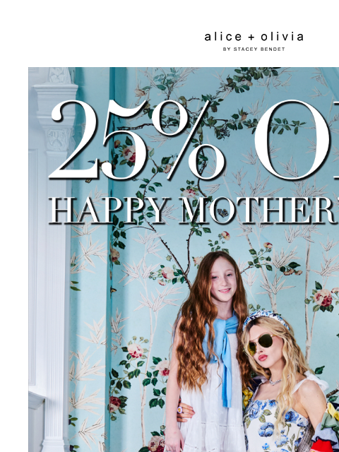 LAST DAY! 25% Off ‌ ‌ ‌ ‌ ‌ ‌ ‌ ‌ ‌ ‌ ‌ ‌ ‌ Header Logo *TAKE 25% OFF. PRICES AS MARKED. EXCLUSIONS APPLY. VALID AT ALICE + OLIVIA RETAIL STORES NATIONWIDE AND ON ALICEANDOLIVIA.COM USA AND CANADA