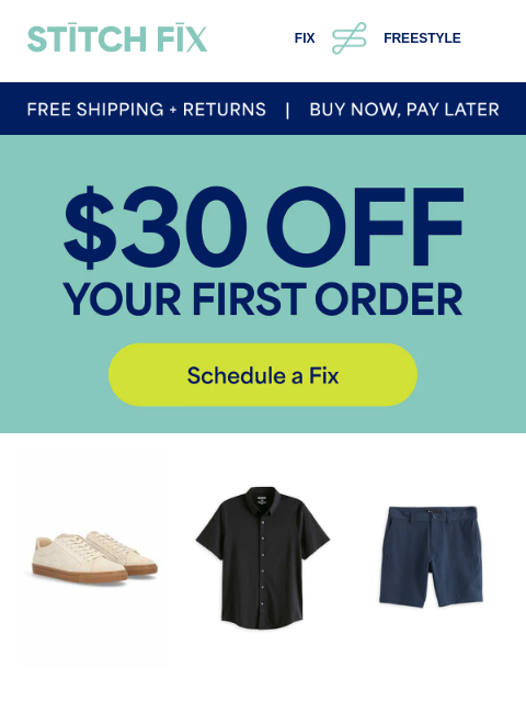 stitchfix newsletter: $30 off your first order? Say less