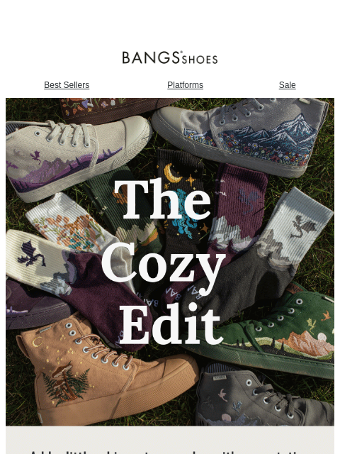 bangsshoes newsletter: The Cozy Edit! 🧦