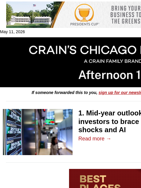 crainalerts newsletter: Bank urges wealthy clients to rethink investments