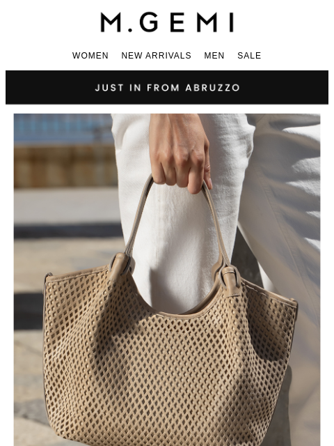 mgemi newsletter: Our First Lattice-Suede Bag Is Here!