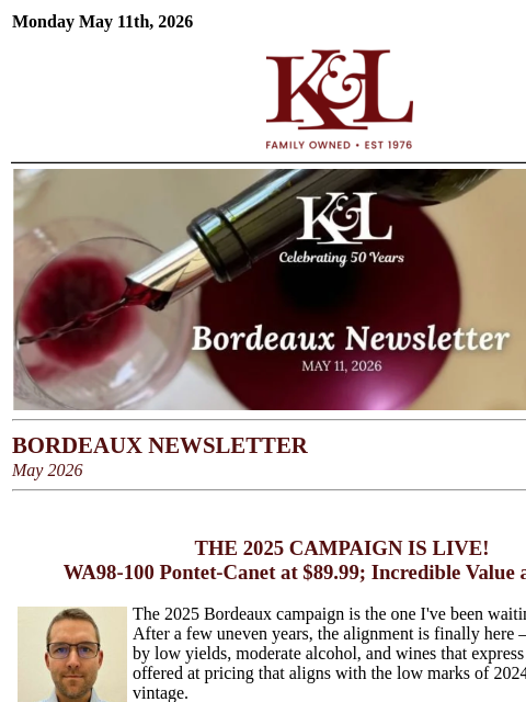 klwines newsletter: K&L Newsletter: The Latest News From Bordeaux
