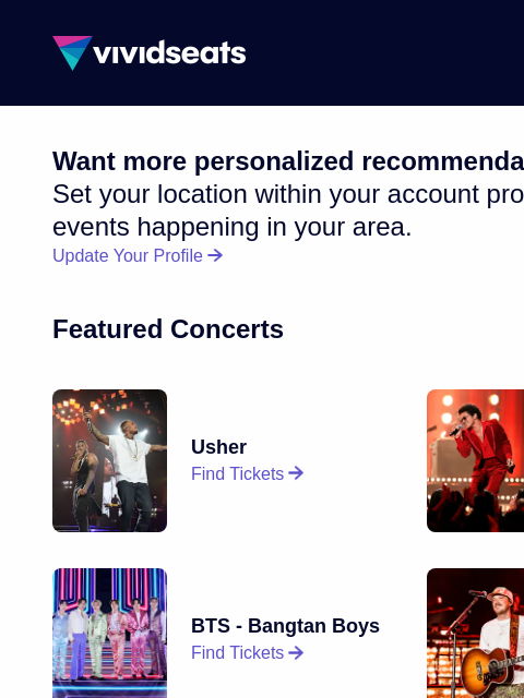 vividseats newsletter: Your National Ticket Update