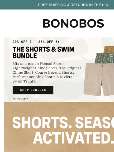 bonobos newsletter: Shorts Season Has Arrived