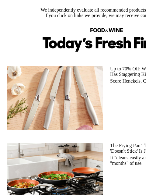 foodandwine newsletter: The Frying Pan That 'Cooks Evenly' and 'Doesn't St...