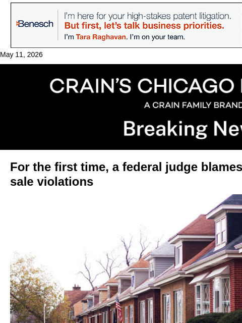 crainalerts newsletter: Cook County on the hook for tax-sale violations