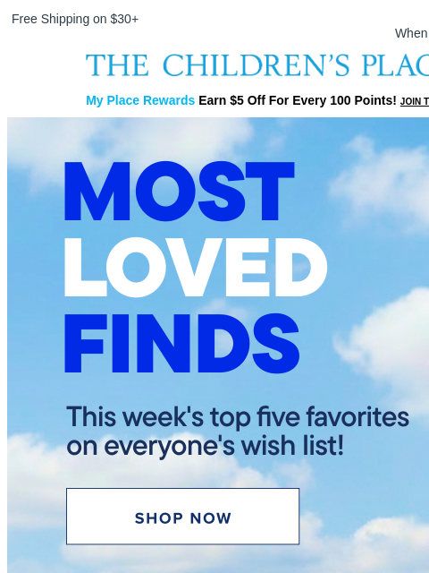 childrensplace newsletter: Popular Now: This Week's Top Five Finds 😍