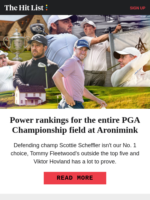 golfdigest newsletter: The PGA Championship field, ranked