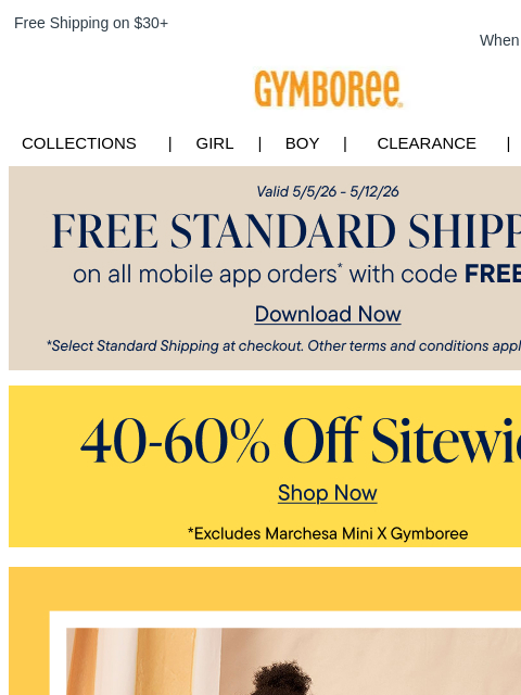 gymboree newsletter: 40-60% Off Sitewide + Splash on in Bright Swimwear