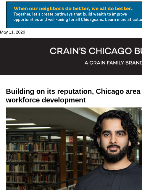 crainalerts newsletter: Chicago becomes a force for workforce development