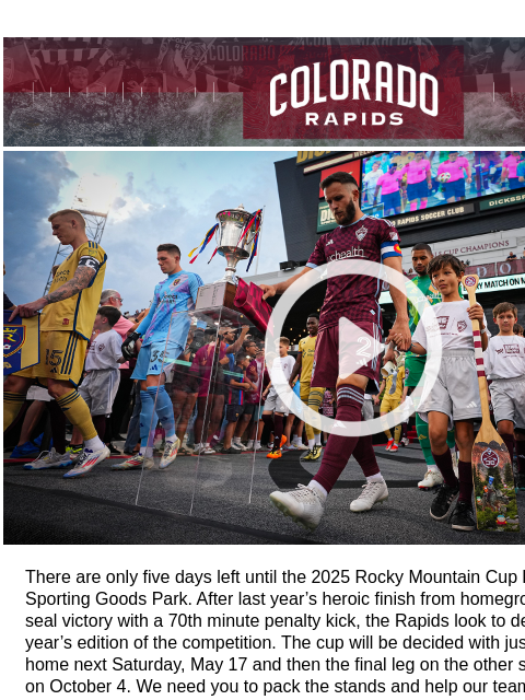 coloradorapids newsletter: It’s Officially Rocky Mountain Cup Week!