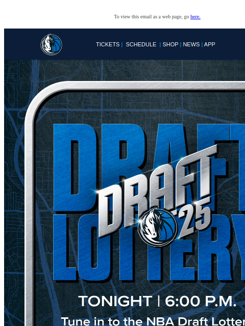 Tune in at 6:00pm CT on ESPN To view this email as a web page, go here. TICKETS | SCHEDULE | SHOP | NEWS | APP This email was sent to: brands.news.subscription@gmail.com This email was sent by: Mavs