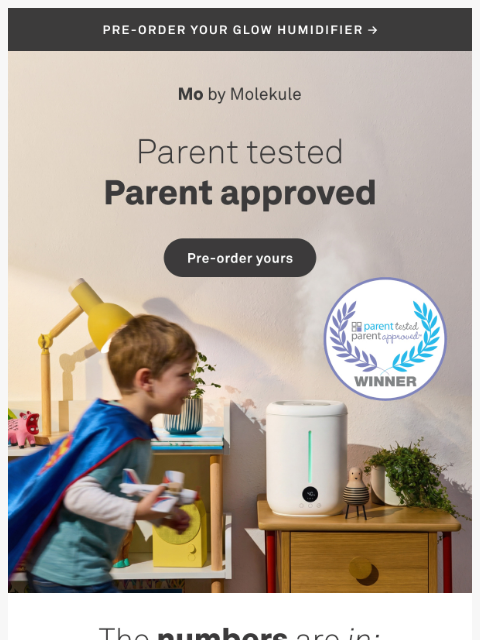 molekule newsletter: 14/14 Parents Recommend Glow Humidifier