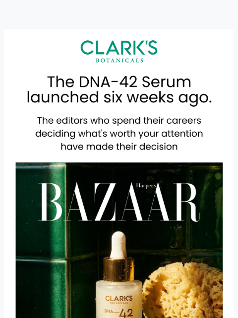 clarksbotanicals newsletter: Harper's Bazaar named it one of the Best Serums.
