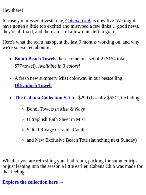 italic newsletter: NEW: Cabana Club Collection