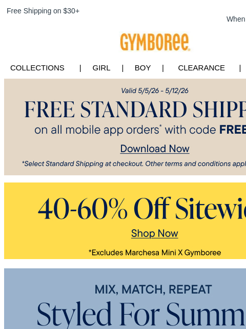 gymboree newsletter: Now's Your Chance for 40-60% Off Sitewide