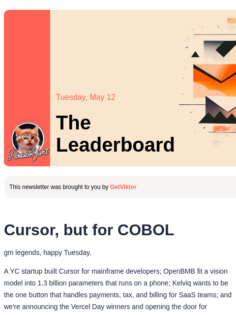 producthunt newsletter: 😸 Cursor, but for COBOL
