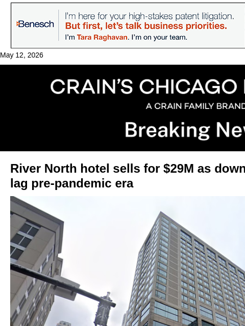 crainalerts newsletter: Mag Mile-area hotel sells at a discount