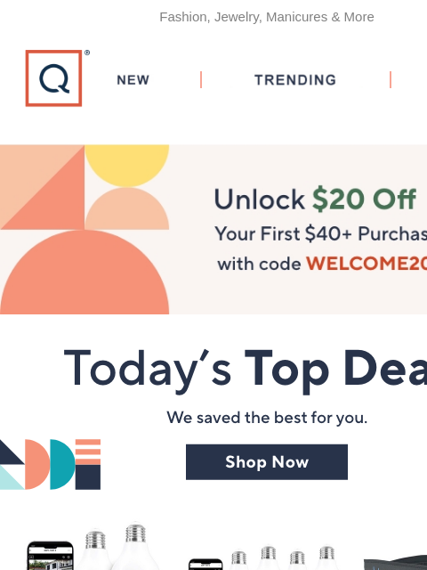 Fashion, Jewelry, Manicures & More QVC New TRENDING DEALS Unlock $20 off Your First Purchase Energizer 2K Pan & Tilt Light Socket Smart Camera 2-Pack Energizer 2K Pan & Tilt Light Socket