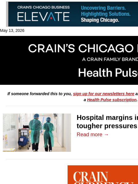 crainalerts newsletter: Hospital margins inch up