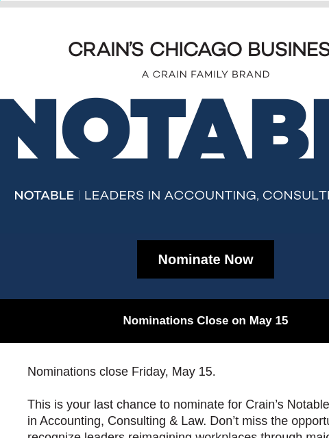 crainmarketing newsletter: Notable Leaders in Accounting, Consulting & Law No...
