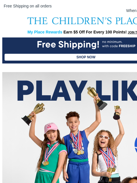 childrensplace newsletter: Varsity Vibes for Summer: 60% OFF 🏆