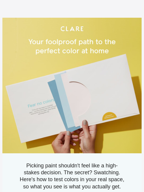clare newsletter: Swatch first, stress less (trust us)