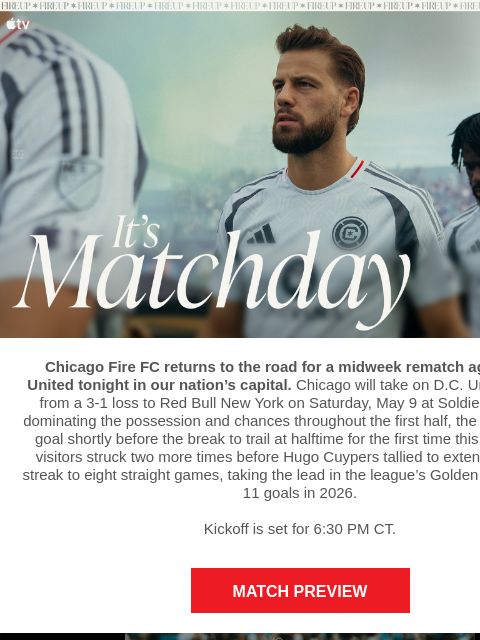 chicagofirefc newsletter: TONIGHT: Chicago Fire vs D.C. United