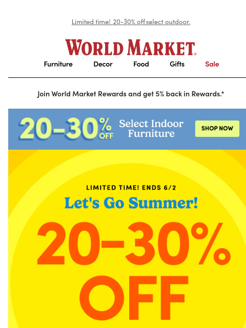 emailworldmarket newsletter: Shop the hottest trends in outdoor. 😎