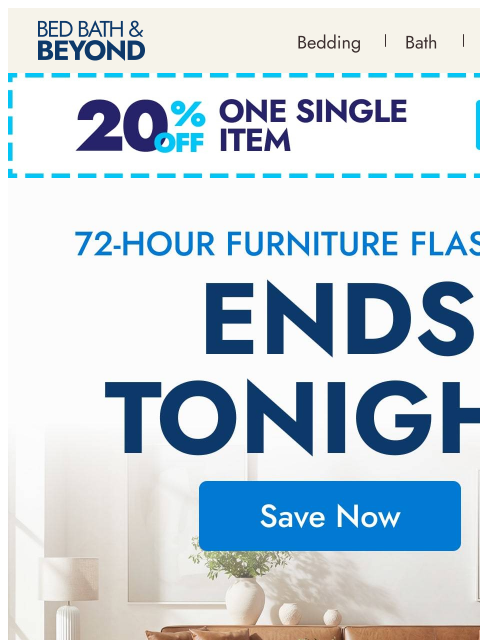 bedbathandbeyond newsletter: Ends tonight! Up to 50% off