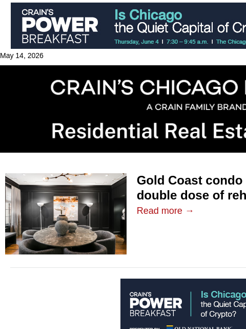 crainalerts newsletter: Gold Coast condo on the market after double rehab