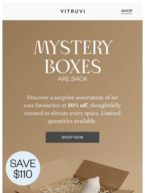 vitruvi newsletter: Mystery Box Is BACK And 50% Off 📦