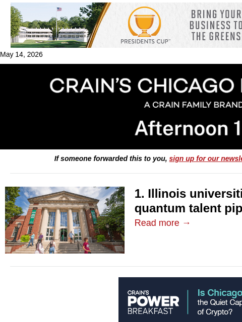 crainalerts newsletter: Illinois colleges bet big on quantum