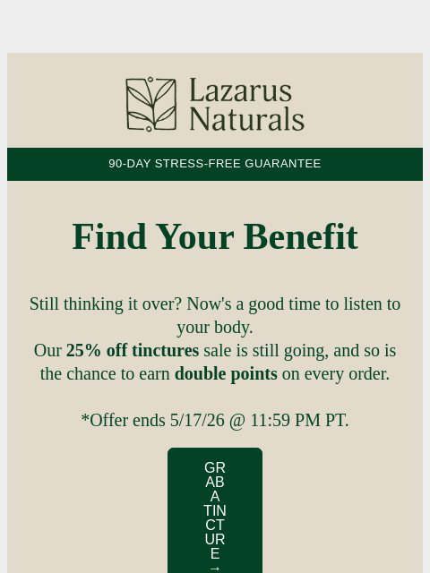 lazarusnaturals newsletter: Tinctures are still 20% off 💛