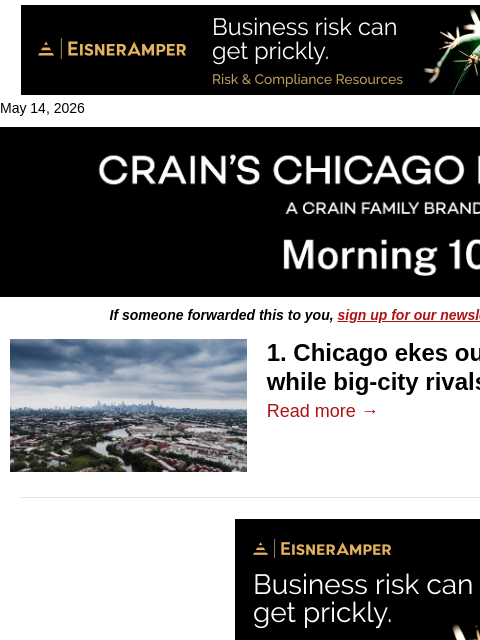 crainalerts newsletter: Chicago ekes out population growth while rivals sh...