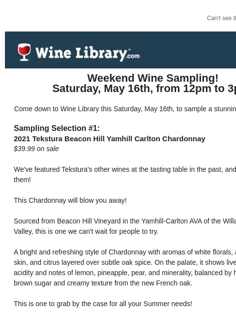 winelibrary newsletter: Stop in this Saturday to sample a remarkable line-...