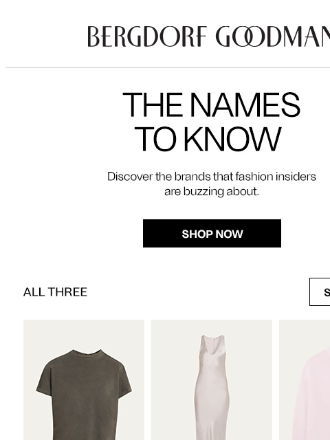 bergdorfgoodman newsletter: The New Names to Know