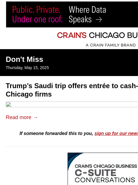 crainalerts newsletter: Chicago firms’ exclusive access on Trump’s Saudi t...