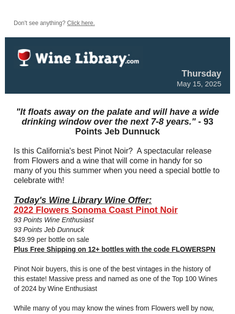 winelibrary newsletter: A Top 100 Wine for 2025: The double 93 point Pinot...