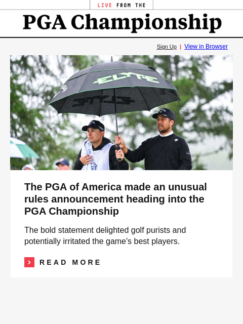 Super group of Scottie Scheffler, Rory McIlroy and Xander Schauffele all eject on SAME hole GolfDigest Sign Up | View in Browser PGA of America The PGA of America made an unusual rules announcement